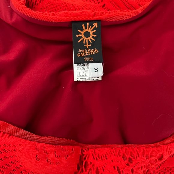 JEAN PAUL GAULTIER Fuzzi Soleil Tattoo Lace Red Dress Small - Picture 5 of 10